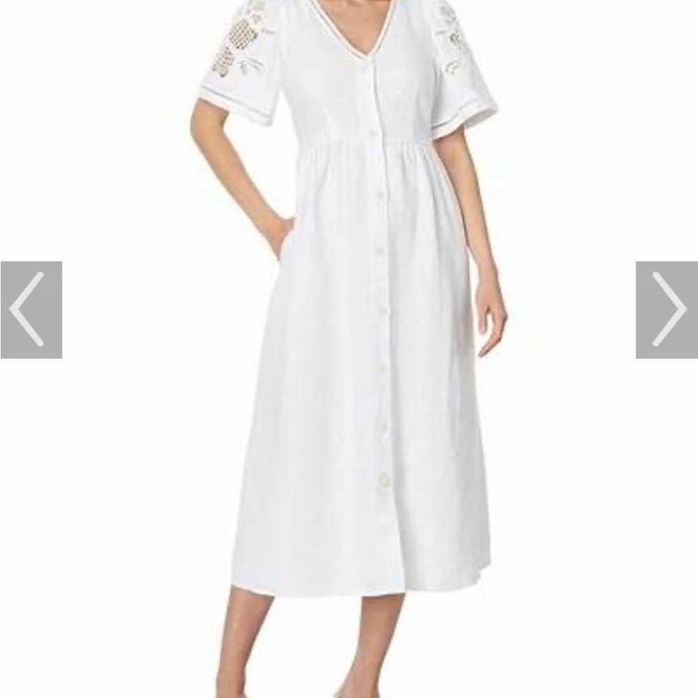 Madewell White Embroidered Midi Dress